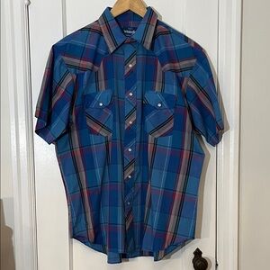 Vintage Wrangler Men's Multicolor Plaid Button-Down Shirt